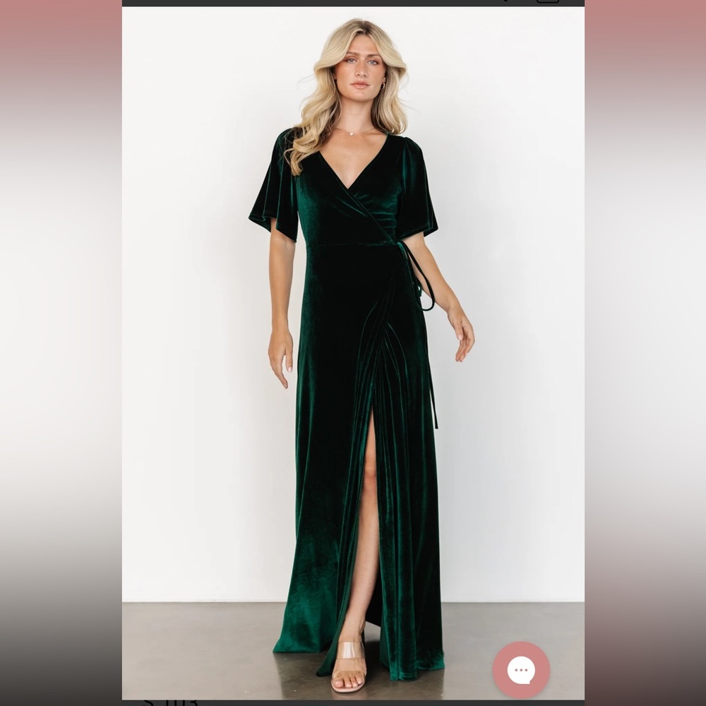 Baltic Born Meghan Velvet Wrap Maxi Dress, XL, Emerald